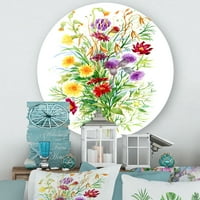 Дизайнарт 'цветен букет от диви цветя в природата' Ферма кръг метал Арт стена-диск от 23