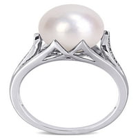 Сладководна култивирана перла и диамант-акцент Сребърен пръстен