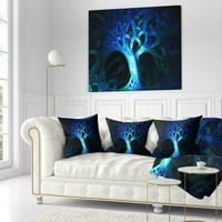 Дизайнарт магическо синьо психеделично Дърво-абстрактна възглавница за хвърляне-16х16