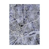 Марка изобразително изкуство 'Детройт Мичиган карта на града синьо' платно изкуство от Майкъл Томпсет