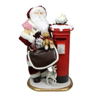 24 Червен Дядо Коледа с чанта и пощенска кутия Коледна фигурка