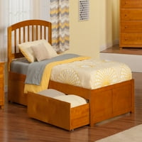 Ричмънд двоен размер платформа легло с панел Футборд и чекмеджета за съхранение в карамел лате