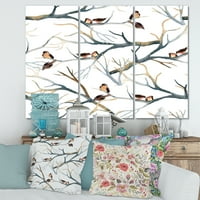 Дизайнарт 'Малки Птички, Седнали На Клоните На Дърветата'