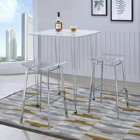 Фо хил Акрил Артина Метални бар столове - комплект от 2 броя