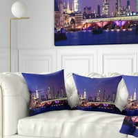 Дизайнарт Лондон нощ Панорама - градски пейзаж снимка хвърлят възглавница-16х16