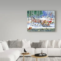 Изящно изкуство 'Дядо Коледа яздене на шейна' платно изкуство от Джералдин Айкман