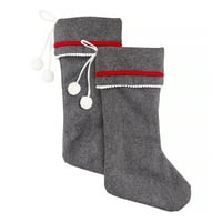Празнично време сиви коледни чорапи, комплект от 2