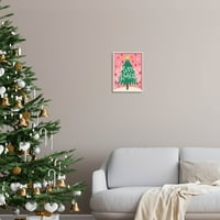Весела Коледа Розов Звезден Модел Празник Графика Изкуство Бяла Рамка Изкуство Печат Стена Изкуство
