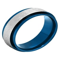 Мъжка неръждаема стомана синя ИП замразено покритие Сватбена халка-Мъжки пръстен