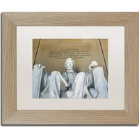 Търговска марка изобразително изкуство Мемориал на Линкълн платно изкуство от котешки очи, бял мат, Рамка