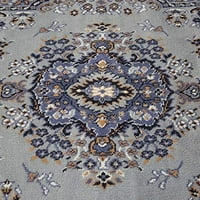 Начало динами Премиум Сакаря традиционен килим с Медальон, сиво синьо, 9 '2 х12 ' 5