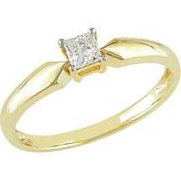 Карат Т. У. принцеса нарязани диамант пасианс годежен пръстен в 10 карата жълто злато