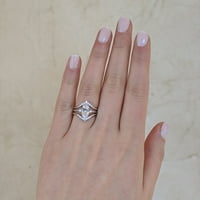 Двуцветен Сребърен Маркиз три пръстена булчински комплект с три каменни годежни пръстена на Маркиза и две