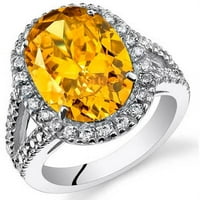8. КТ овална форма жълт циркониев пръстен в Стерлингово Сребро