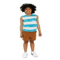 Уондър Нейшън бебе и малко дете момче Хенли комплект риза, потник и къси панталони, 3-парче, размери 12м-5т