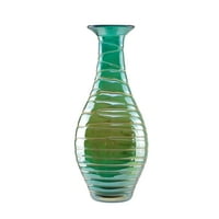 15.5 синьо синьо с карамелен цвят завихря ръчно издухана декоративна стъклена ваза