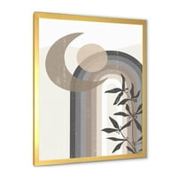 Дизайнарт 'абстрактна Луна и слънце в сиво и синьо' модерна рамка Арт Принт