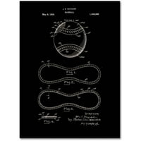 Търговска марка изобразително изкуство Бейзбол патент черно платно изкуство от Клеър Дохърти