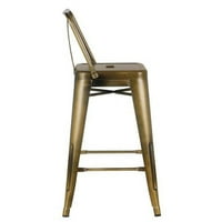 Тихоокеански затруднен метал 24 бар стол с гръб, комплект от 2, месинг злато