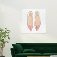 Уинууд студио Канвас готови за любов Руж Мода и глем обувки стена изкуство платно печат Бяло светло розово