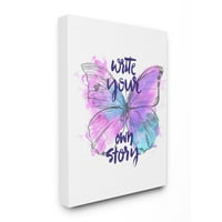 Ступел индустрии напишете вашата история фраза пеперуда крила лилаво дизайн платно стена арт дизайн от Дженифър
