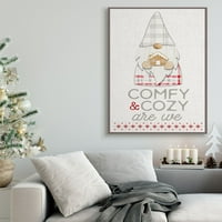 Ступел Индриес удобен и уютен фраза червено каре Коледа Гном Черно рамка стена изкуство, 20, дизайн от ПДР,