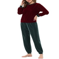 Уникални сделки Дамски кадифе Дълъг ръкав топло Топ и панталони пижами спално облекло Комплекти