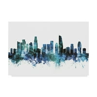 Изобразително изкуство в Лос Анджелис, Калифорния, синьо-Тийл Скайлайн, платно изкуство от Майкъл Томпсет