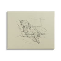 Ступел индустрии спокойна почивка Лабрадор куче молив скица рисуване рисуване печат галерия увити платно