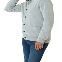 Мъжки памучен пуловер с бутон отпред - размери ХС до 4ХБ