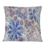 Дизайнарт Синьо кафяво пъстроцветни флорални форми - възглавница за флорално хвърляне-16х16