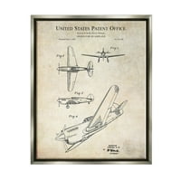 Ступел индустрии Реколта самолет полет диаграма графично изкуство блясък сив плаваща рамка платно печат стена