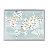 Ступел Индрис акварел световната карта с динозавър влечуго Модел, 11, дизайн от Зивей ли