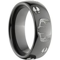 Полу-кръг черен циркониев пръстен с лазерен елен багажник и песен дизайн