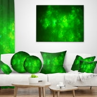 Дизайнарт ярко зелено фрактално небе със звезди - абстрактна възглавница за хвърляне - 16х16