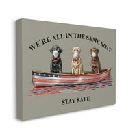 Ступел индустрии същата лодка фраза Американа лодка домашни кучета платно стена изкуство от Бък износване