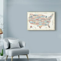 Изобразително изкуство' карта на града в САЩ ' платно изкуство от Майкъл Мулан
