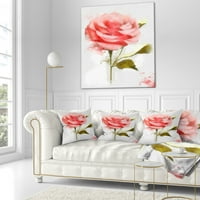 Дизайнарт сладък розов акварел роза скица-Цветя хвърлят възглавница-18х18