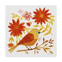 Марка изобразително изкуство оранжева птица и платно изкуство Фарида Заман