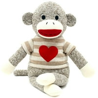Валентин 14 супер сладък чорап маймуна с червено сърце бродирани