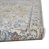 Матана Бохемски пространство боядисани акцент килим, слонова кост злато синьо, 4 фута 5 фута - 9в акцент