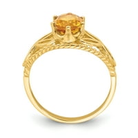 Първичен Златен карат жълто злато 8х овален Цитринен пръстен