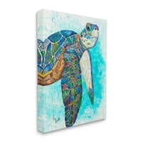 Ступел индустрии смели водни Морски Костенурки камъчета колаж модели живопис галерия увити платно печат стена изкуство, дизайн от Лиза Моралес