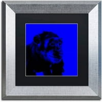 Търговска марка изобразително изкуство шимпанзе номер 1 платно изкуство от Клер Дохърти, Черен мат, сребърна