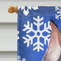 Каролини съкровища СЦ9788ХФ немски пинчер зимни снежинки флаг платно къща Размер, къща Размер, Многоцветен