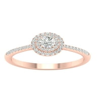 Имперски диамантен пръстен с двойно ореол в 10к Розово злато