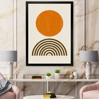 Дизайнарт Абстрактен минималистична дъга и оранжево слънце модерен арт принт