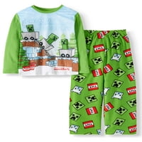 Майнкрафт момчета Празник Дълъг ръкав Топ и панталони микро руно пижама, 2-парче комплект