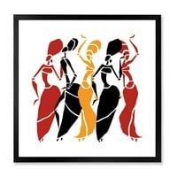 Дизайнарт 'красиви червени черни и жълти танцьори афроамерикански силуети' модерна рамка Арт Принт