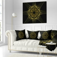 Дизайнарт светещ Златен радиален фрактал цвете Арт - флорална възглавница-18х18